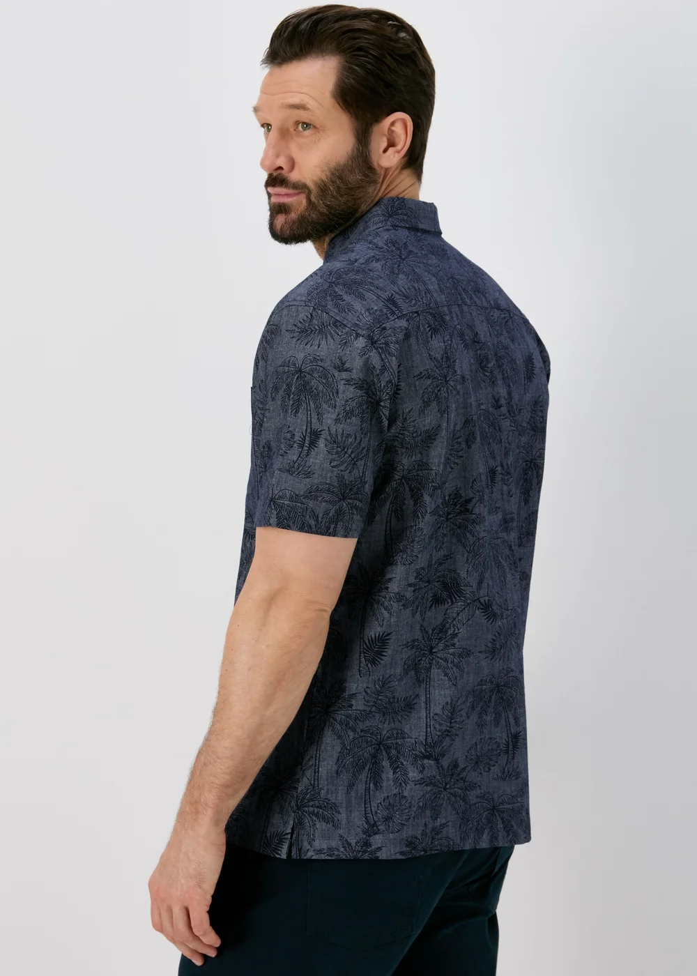 Lincoln Navy Indigo Leaf Print Shirt - Small Image 2