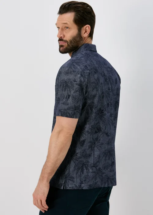 Lincoln Navy Indigo Leaf Print Shirt - Small Image 2