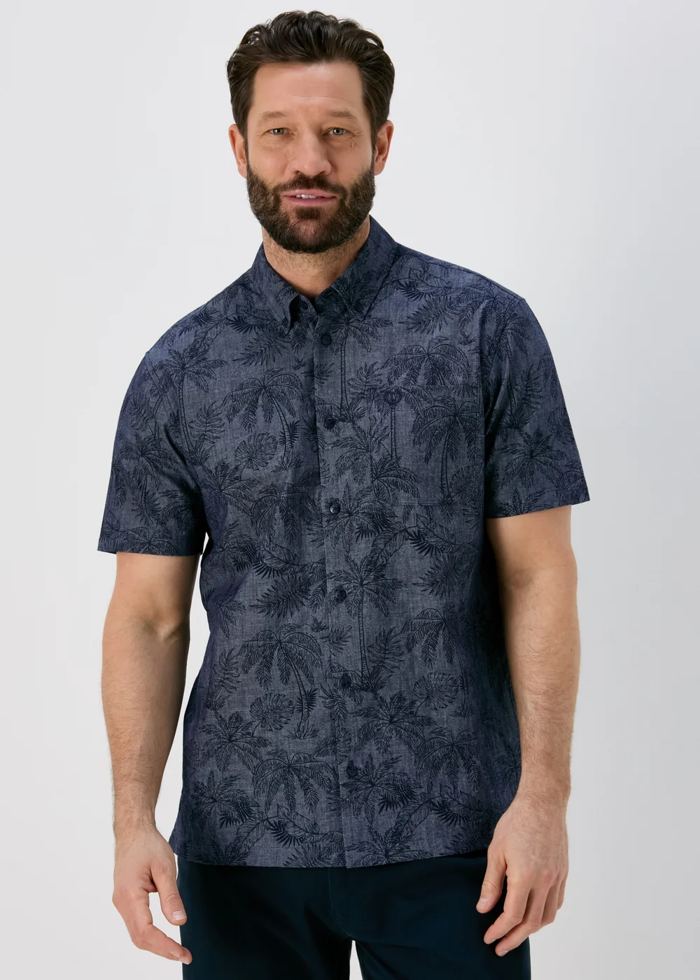 Lincoln Navy Indigo Leaf Print Shirt - Small Image 4