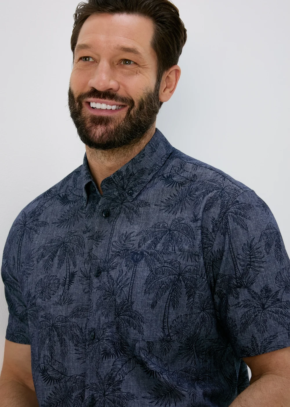 Lincoln Navy Indigo Leaf Print Shirt - Small Image 3