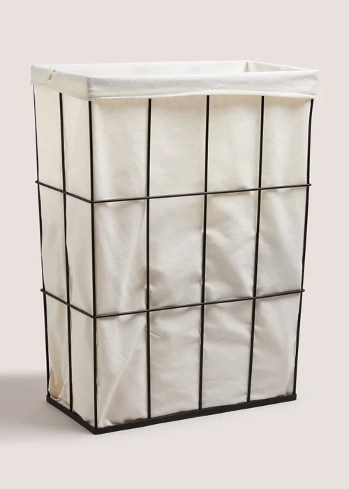 Black Wired Slim Laundry Basket Image 1