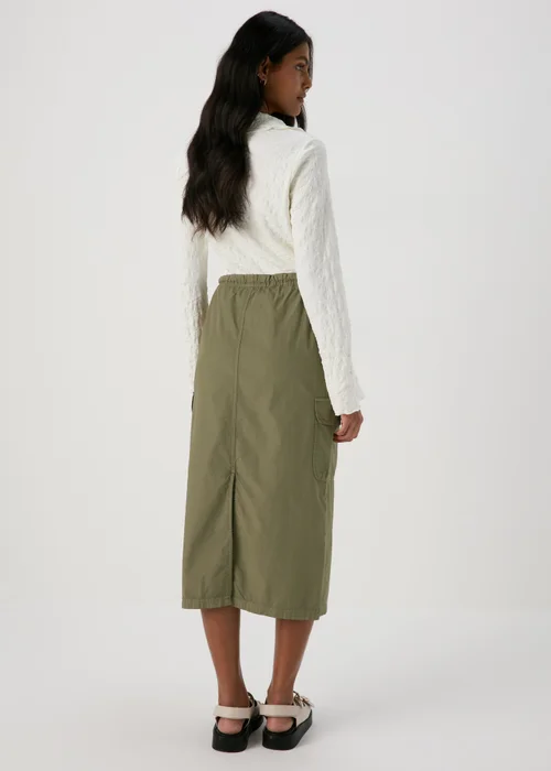 Khaki Cargo Utility Midi Skirt - 8 Image 2