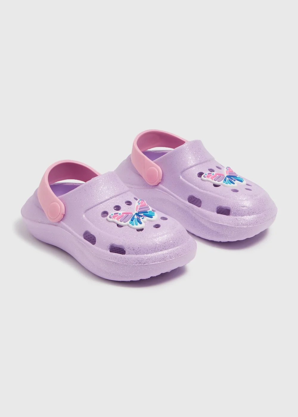 Girls Lilac Butterfly Badge Clogs (Younger 4-12) - Size 4 Infants Image 1