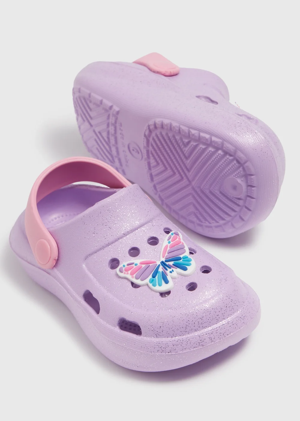 Girls Lilac Butterfly Badge Clogs (Younger 4-12) - Size 4 Infants Image 2