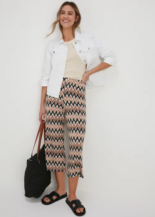 Beige Co Ord Cropped Wide Leg Trousers - 8 Image 4