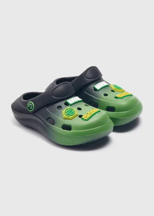 Marvel Kids Hulk Black & Green Badge Clogs (Younger 4-12) - 6 Infant Image 1