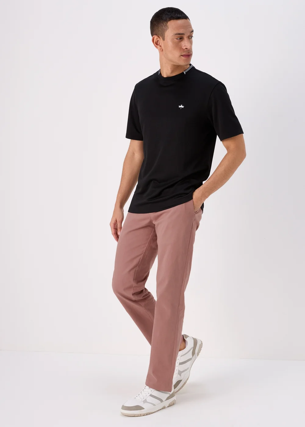 Pink Straight Fit Stretch Chinos - 30 Waist Regular Image 1