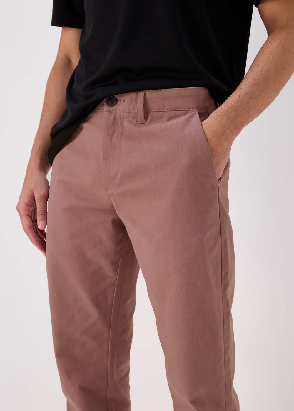 Pink Straight Fit Stretch Chinos - 30 Waist Regular Image 3