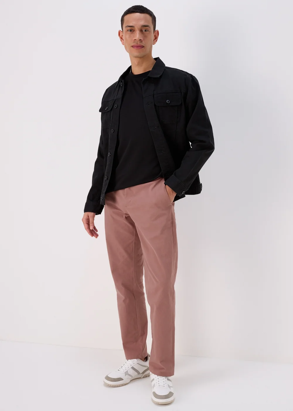 Pink Straight Fit Stretch Chinos - 30 Waist Regular Image 4