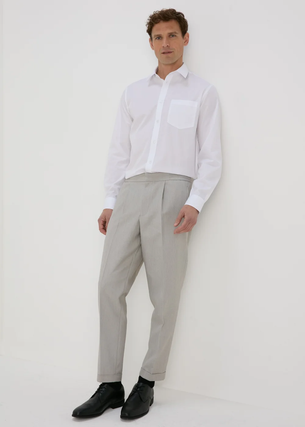 Taylor & Wright Grey Twill Pleated Trousers - 30 Waist 29 Leg Image 1
