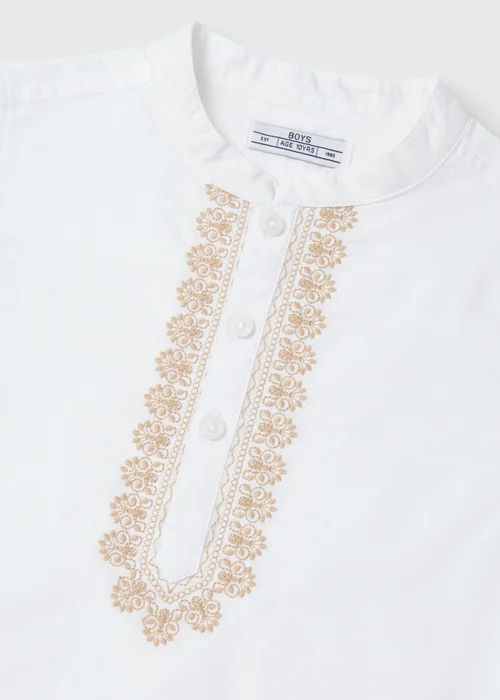 Boys White Eid Kurta Shirt (7-13yrs) - 7 Yrs Image 2