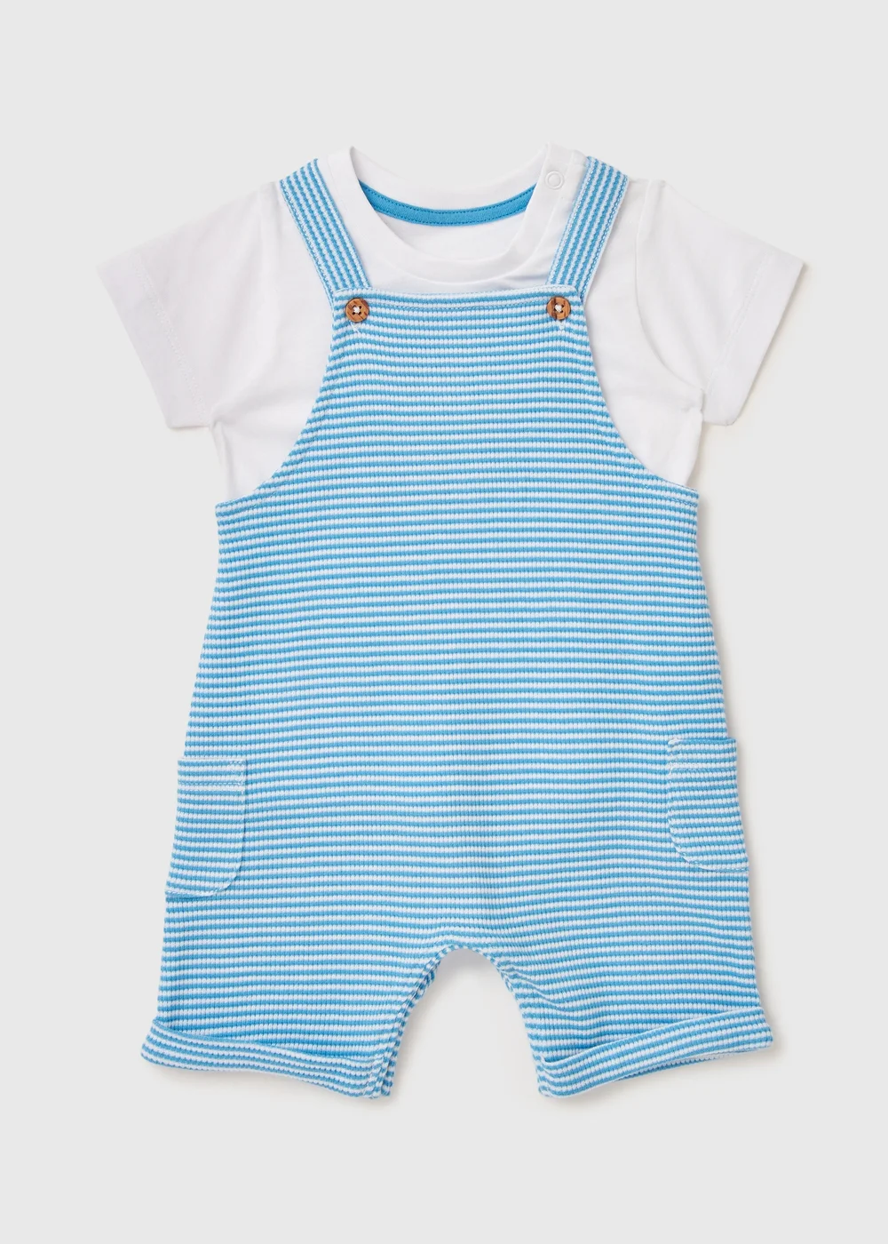 Kids Blue Stripe Top & Dungaree Set (Newborn-23mths) - Age 6 - 9 Months Image 1
