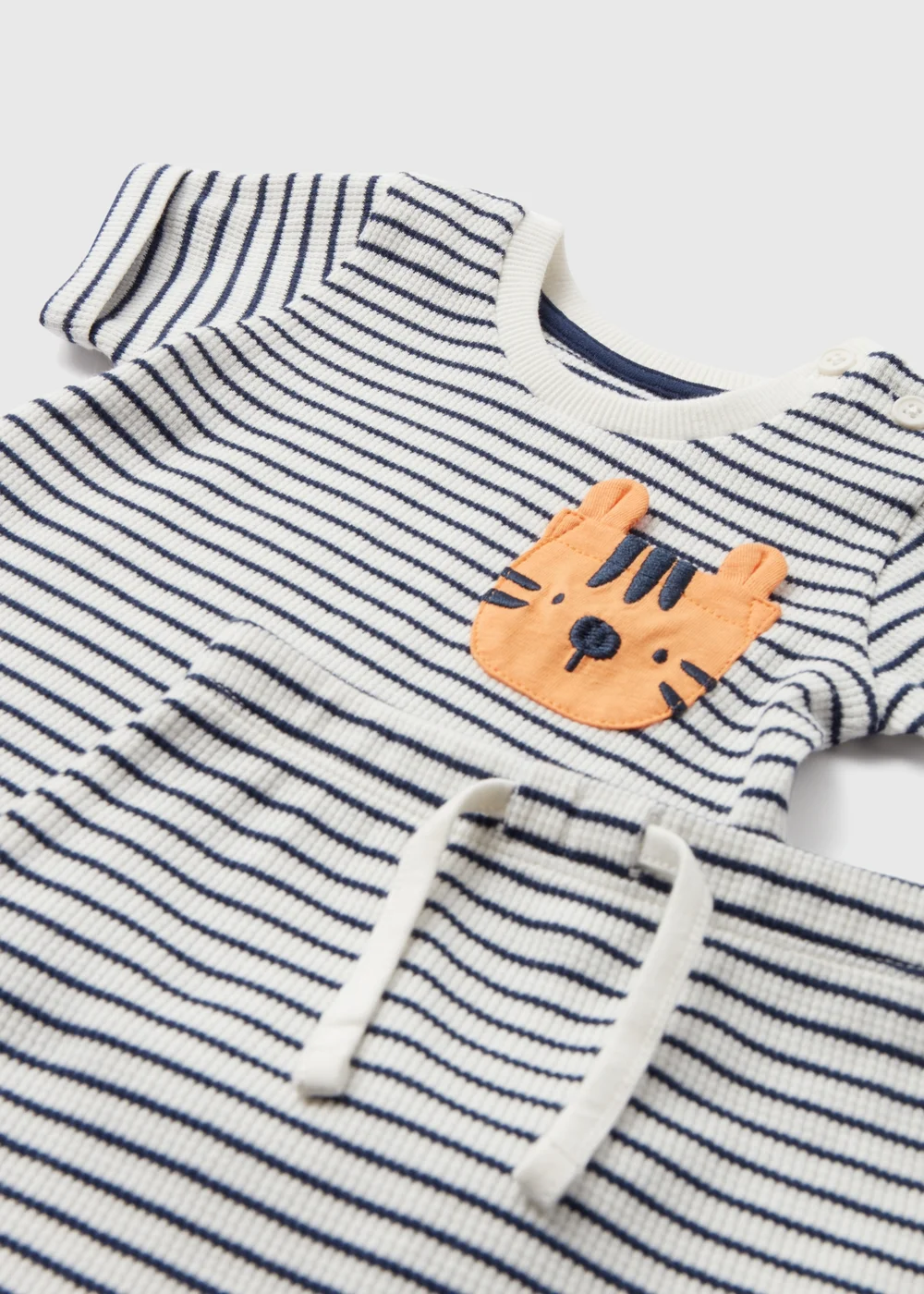 Baby Navy Stripe Tiger T-Shirt & Shorts Set (Newborn-23mths) - 0-3 months Image 2