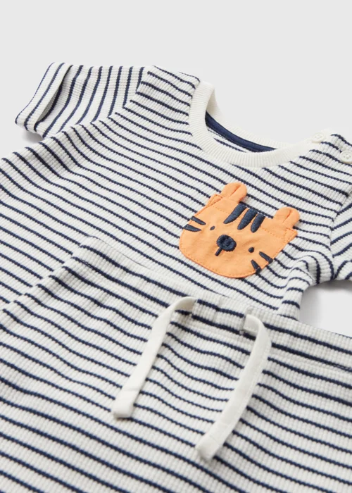 Baby Navy Stripe Tiger T-Shirt & Shorts Set (Newborn-23mths) - 0-3 months Image 2