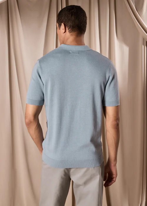 Blue Pointelle Smart Knitted Polo - S Image 2