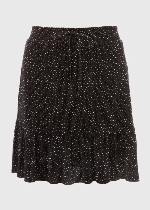 Black Spot Print Plisse Mini Skirt - Size 8 Image 5