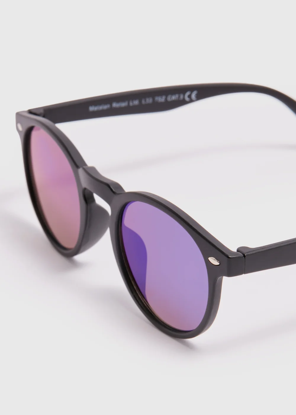 Kids Black & Blue Round Lens Sunglasses - One Size Image 2