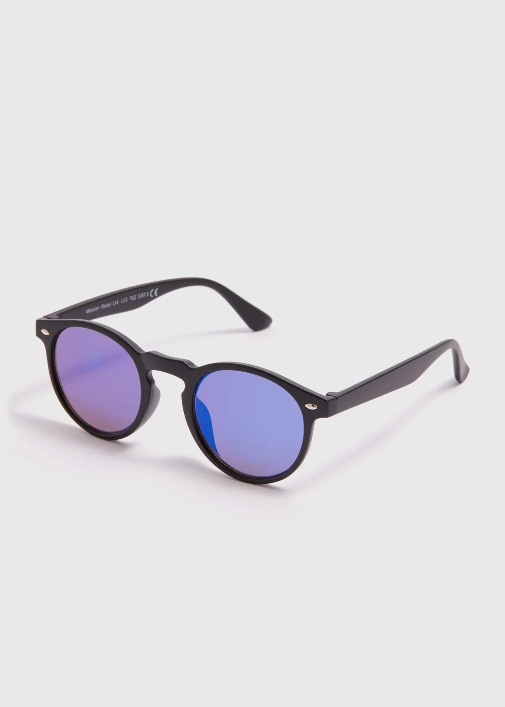 Kids Black & Blue Round Lens Sunglasses - One Size Image 1