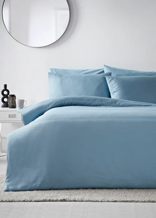 Plain Light Blue Dyed Duvet Set - Single Image 1
