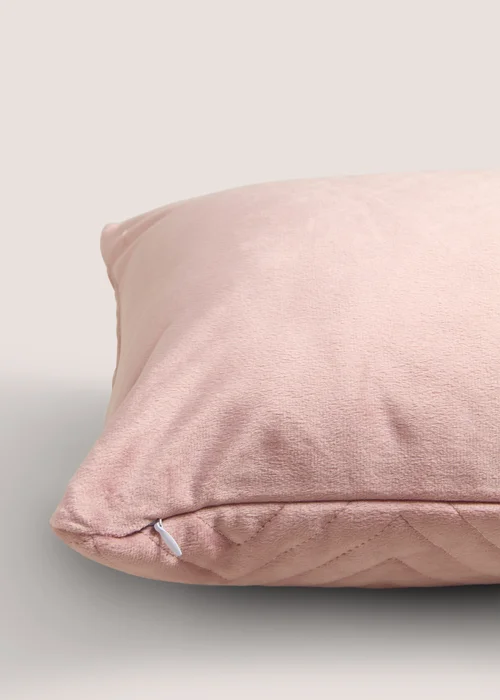 Pink Velvet Quilted Cushion Image 2