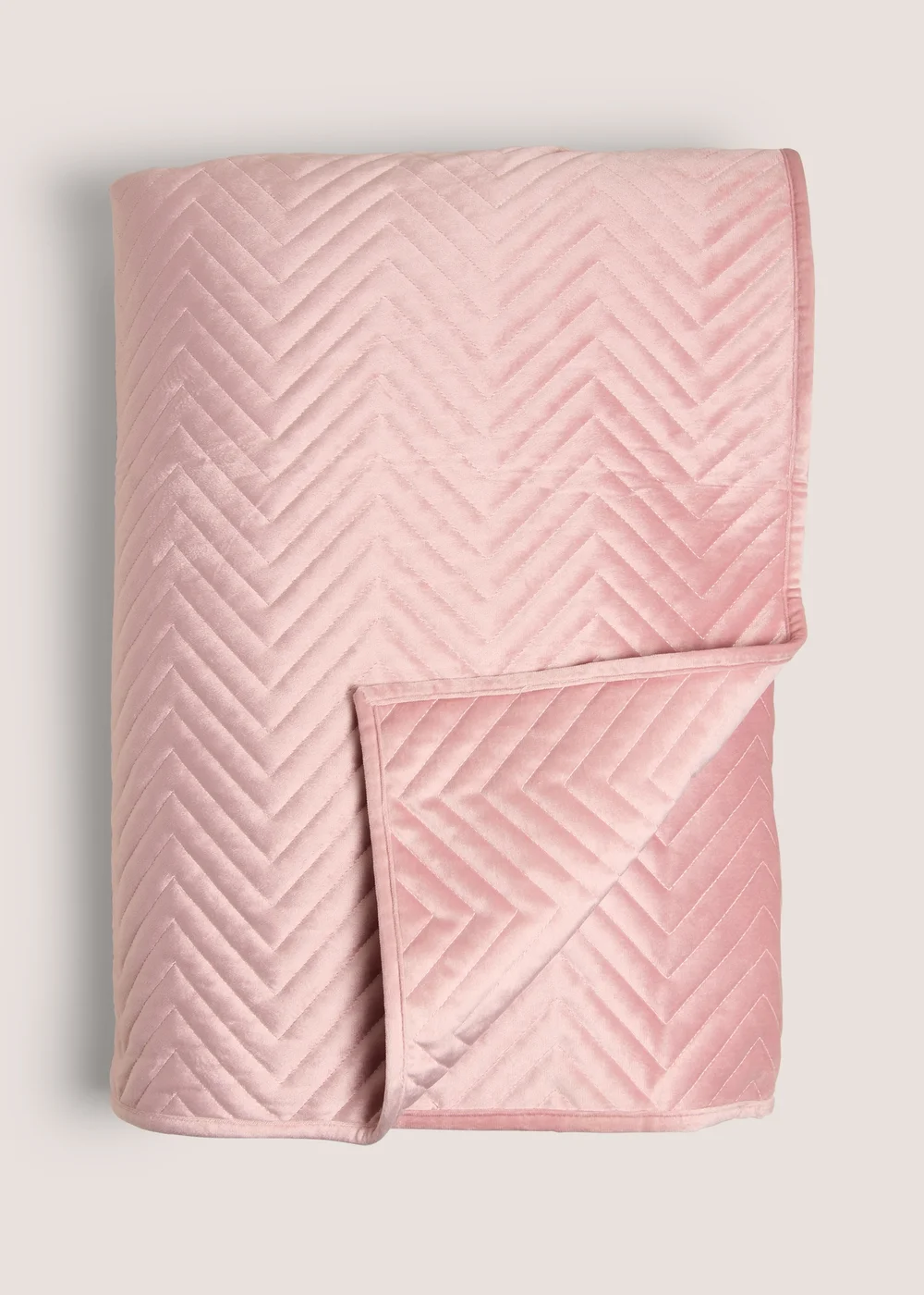 Pink Velvet Quilted Bedspread (235x235cm) Image 1