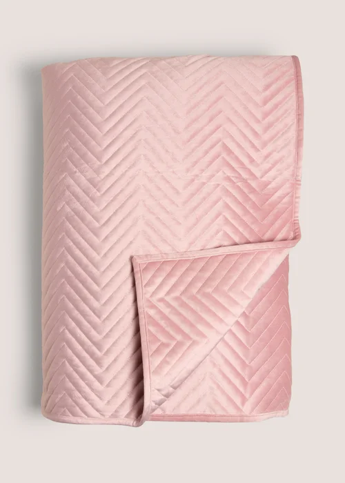 Pink Velvet Quilted Bedspread (235x235cm) Image 1