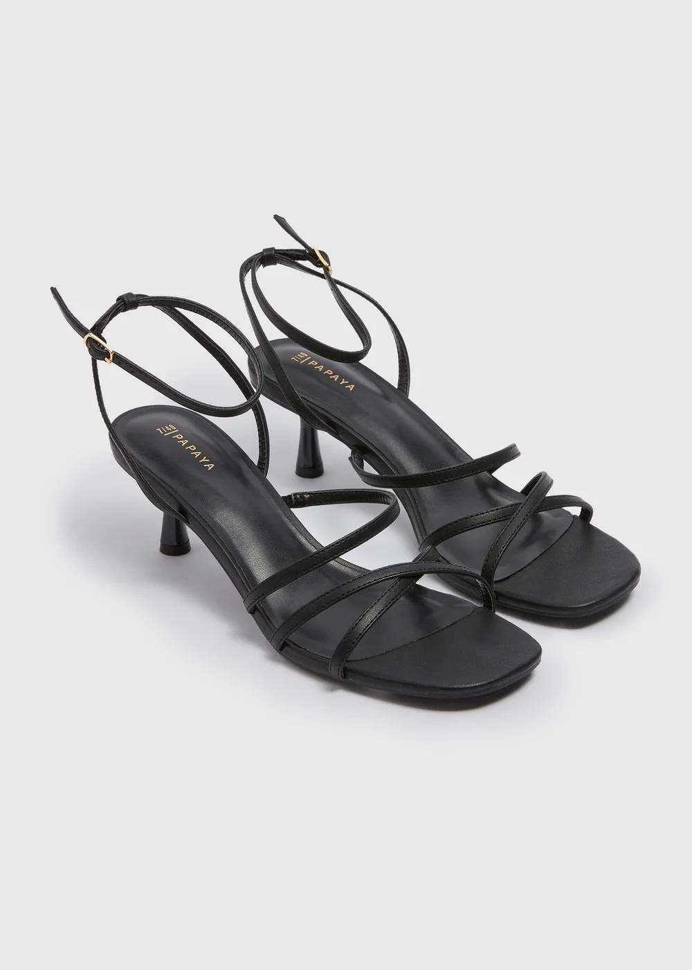 Black Strappy Kitten Heels - Size 3 Image 1