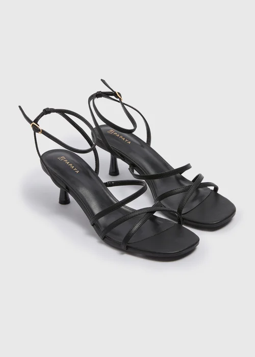 Black Strappy Kitten Heels - Size 3 Image 1