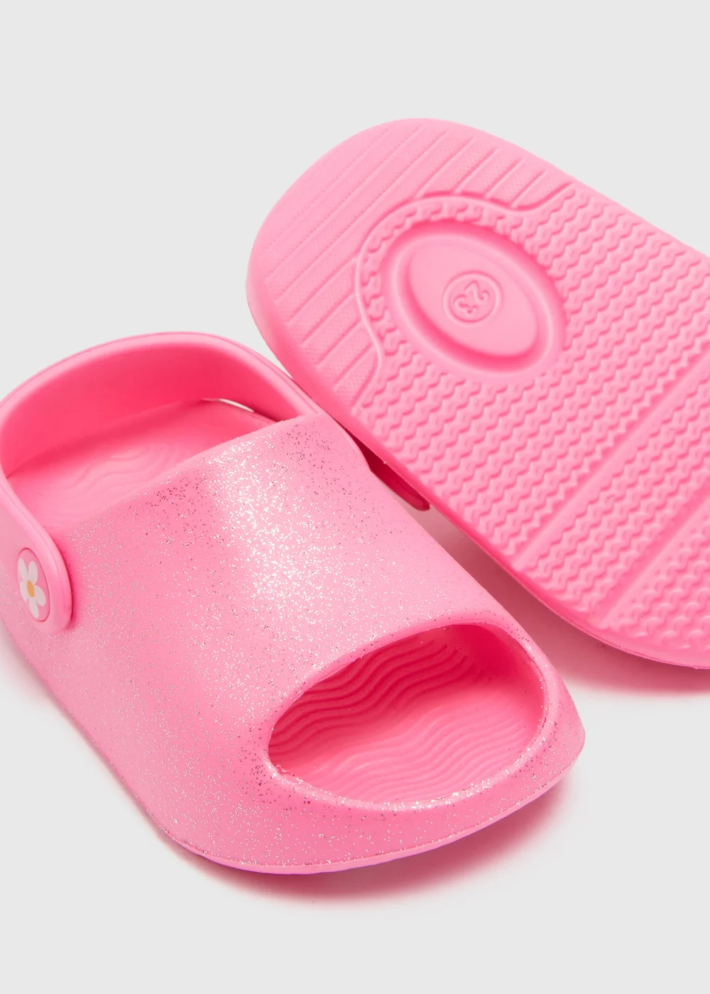 Girls Pink Glitter Cloud Sliders (Younger 4-9) - Size 4 Infants Image 2