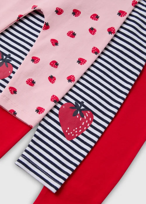 3 Pack Girls Red Strawberry Leggings (Newborn-23mths) - 9-12 months Image 2