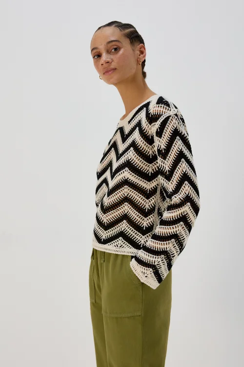 Black Zig Zag Crochet Jumper - XS Image 4