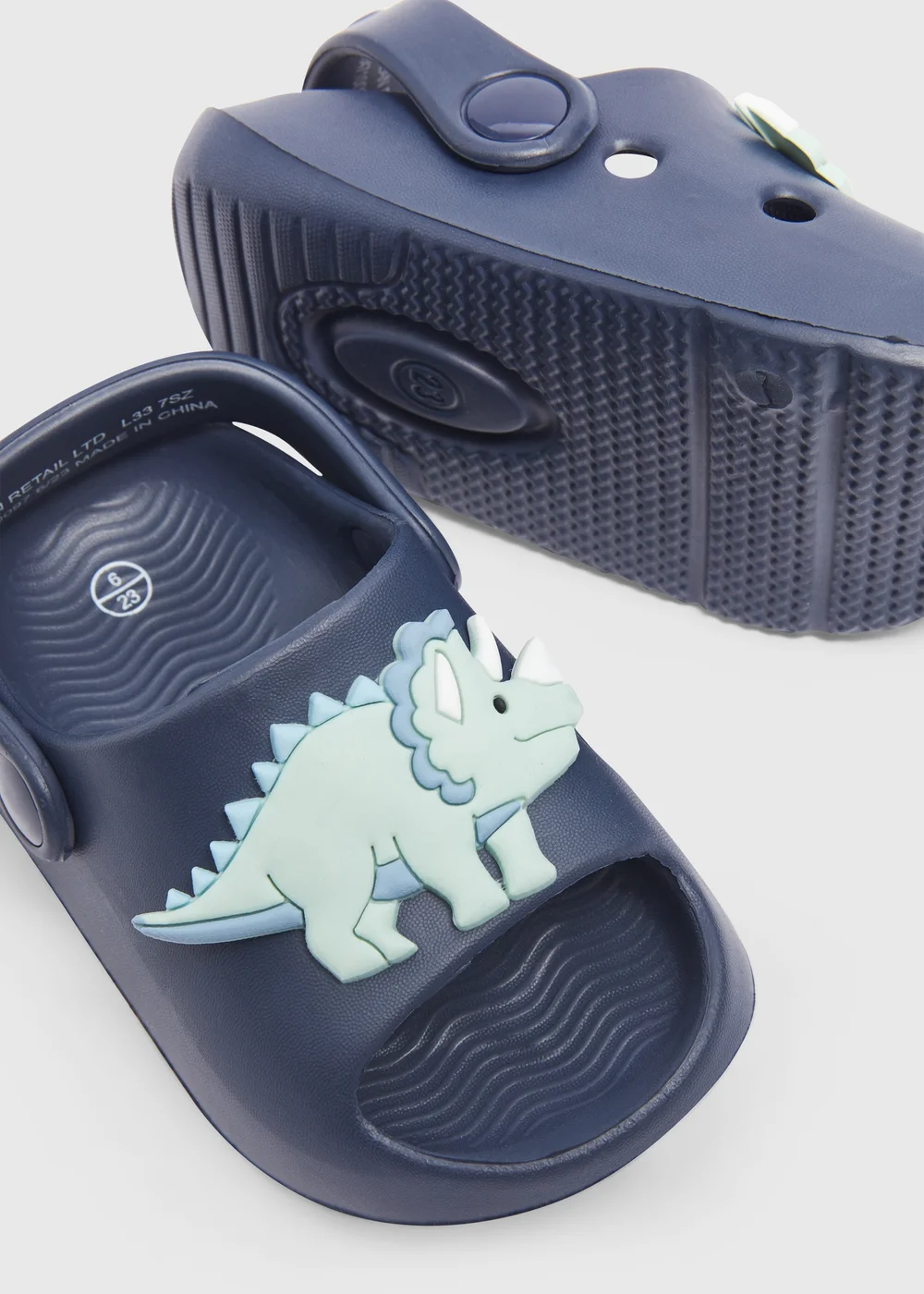 Boys Navy Strap Cloud Sliders (Younger 4-12) - Size 4 Infants Image 2