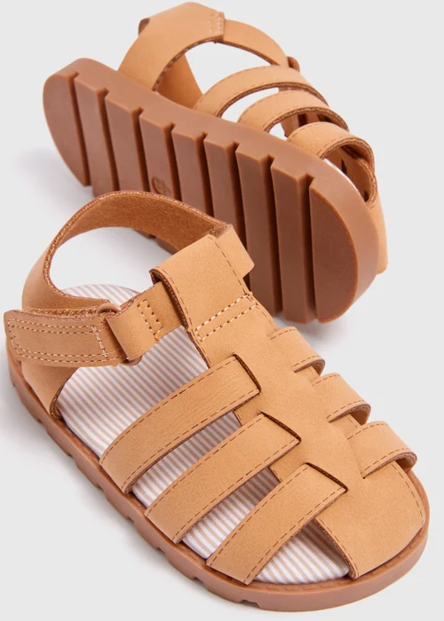 Boys Tan Caged Sandals (Younger 4-12yrs) - Size 4 Infants Image 2