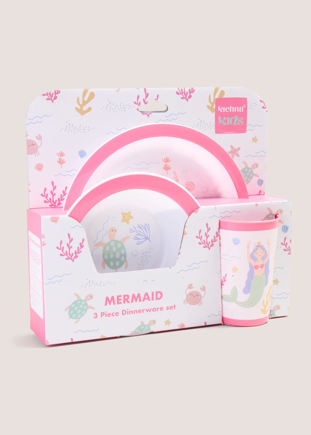Kids Pink 3 Piece Mermaid Dinner Set Image 1