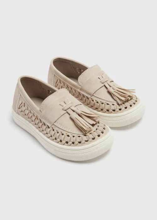 Boys Stone Basket Weave Loafers (Younger 4-12) - Size 4 Infants Image 1