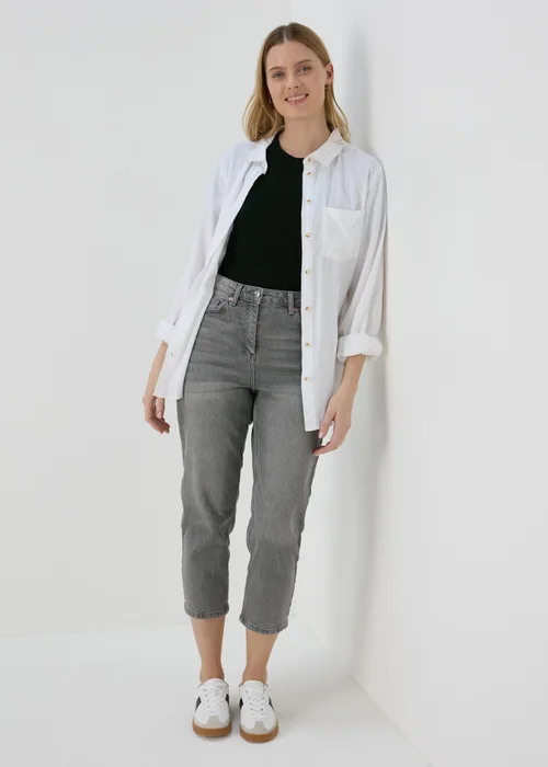 Grey Washed Mom Jeans - 8/L29 Image 4