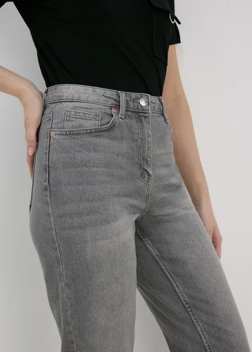 Grey Washed Mom Jeans - 8/L29 Image 3