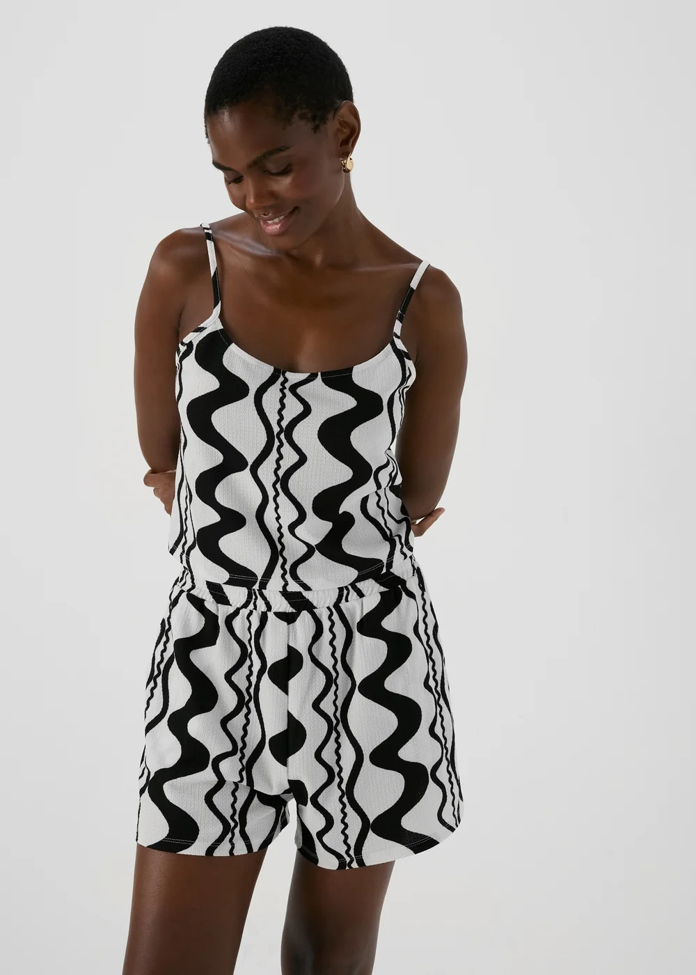 Black Mono Swirls Co Ord Top - 8 Image 1