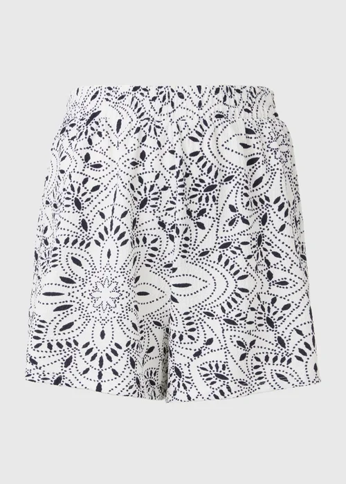 White & Blue Floral Print Co Ord Shorts - 8 Image 5