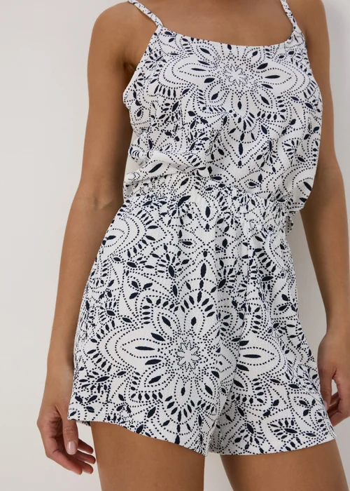 White & Blue Floral Print Co Ord Shorts - 8 Image 3