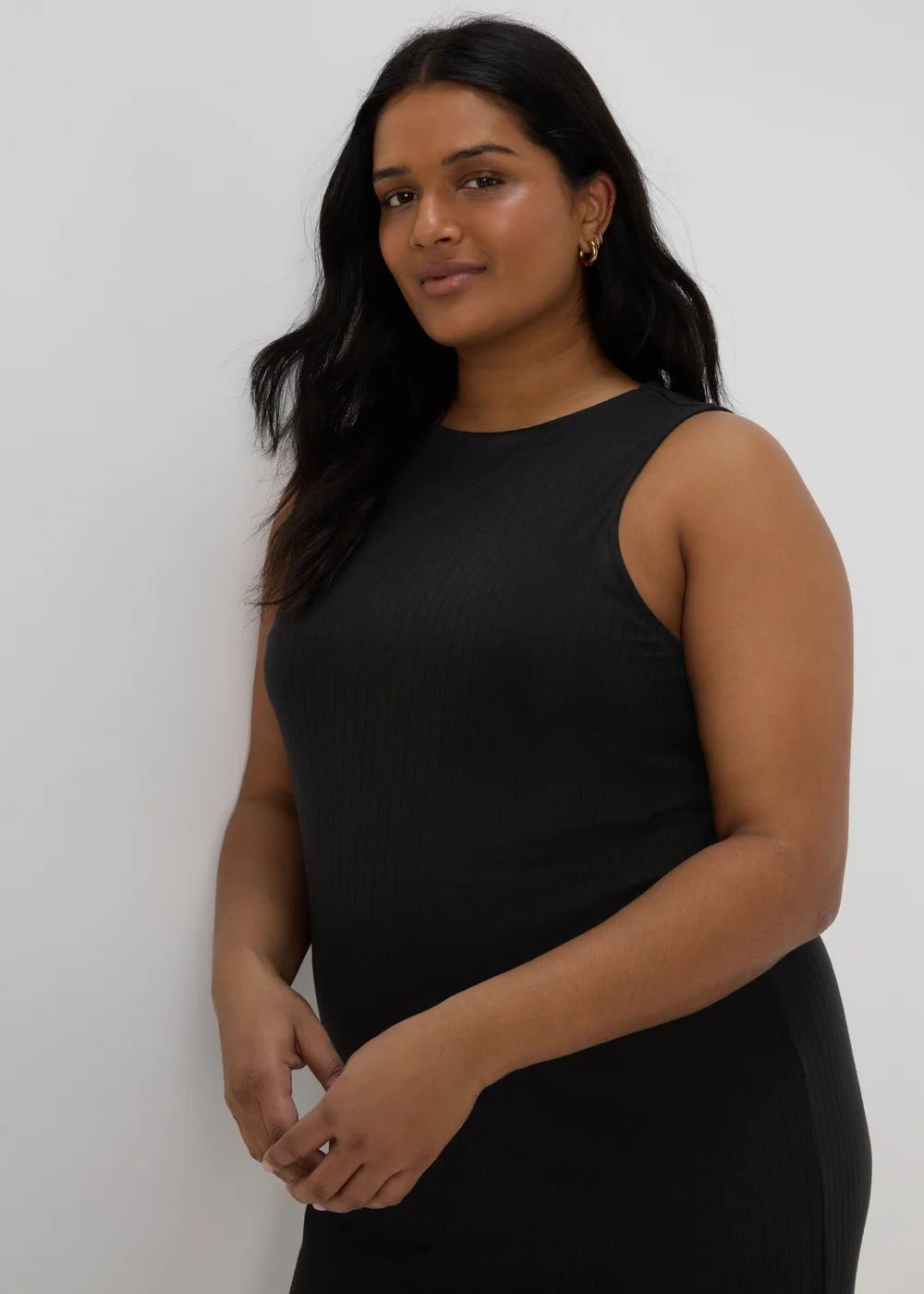 Black Racer Ribbed Midi Dress - 8 Image 6