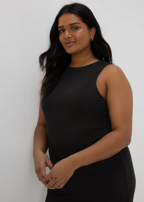 Black Racer Ribbed Midi Dress - 8 Image 6