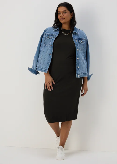 Black Racer Ribbed Midi Dress - 8 Image 8