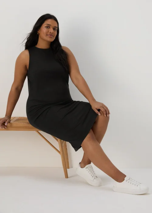 Black Racer Ribbed Midi Dress - 8 Image 2