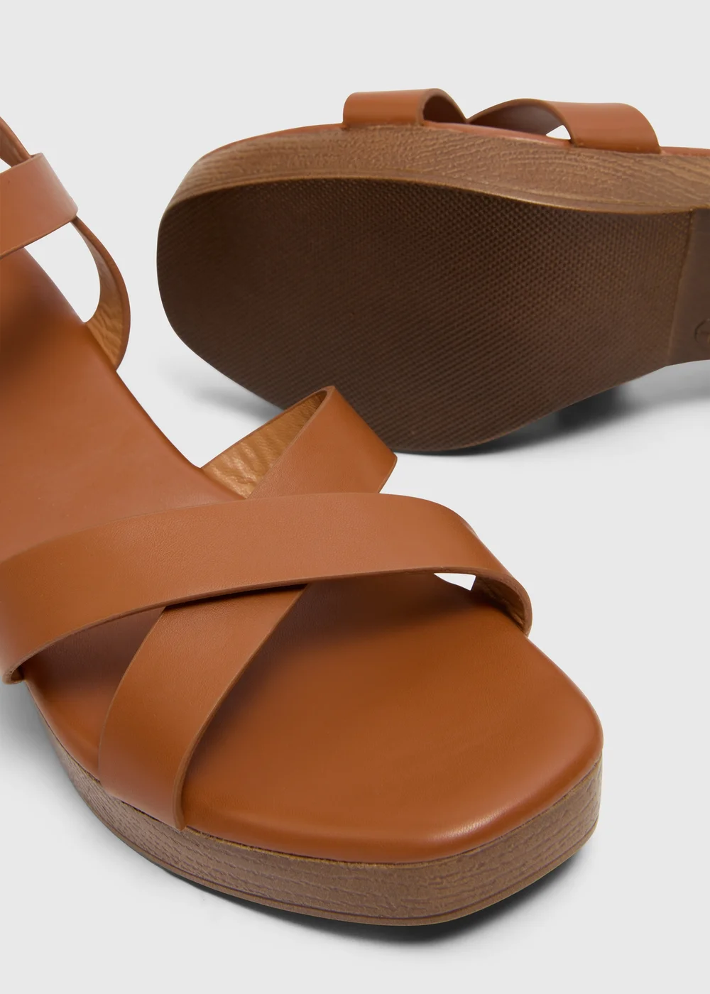 Tan Strappy Platform Sandals - 7 Image 2