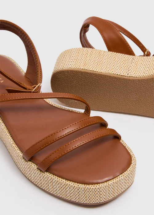 Tan Strappy Platform Sandals - Size 3 Image 2