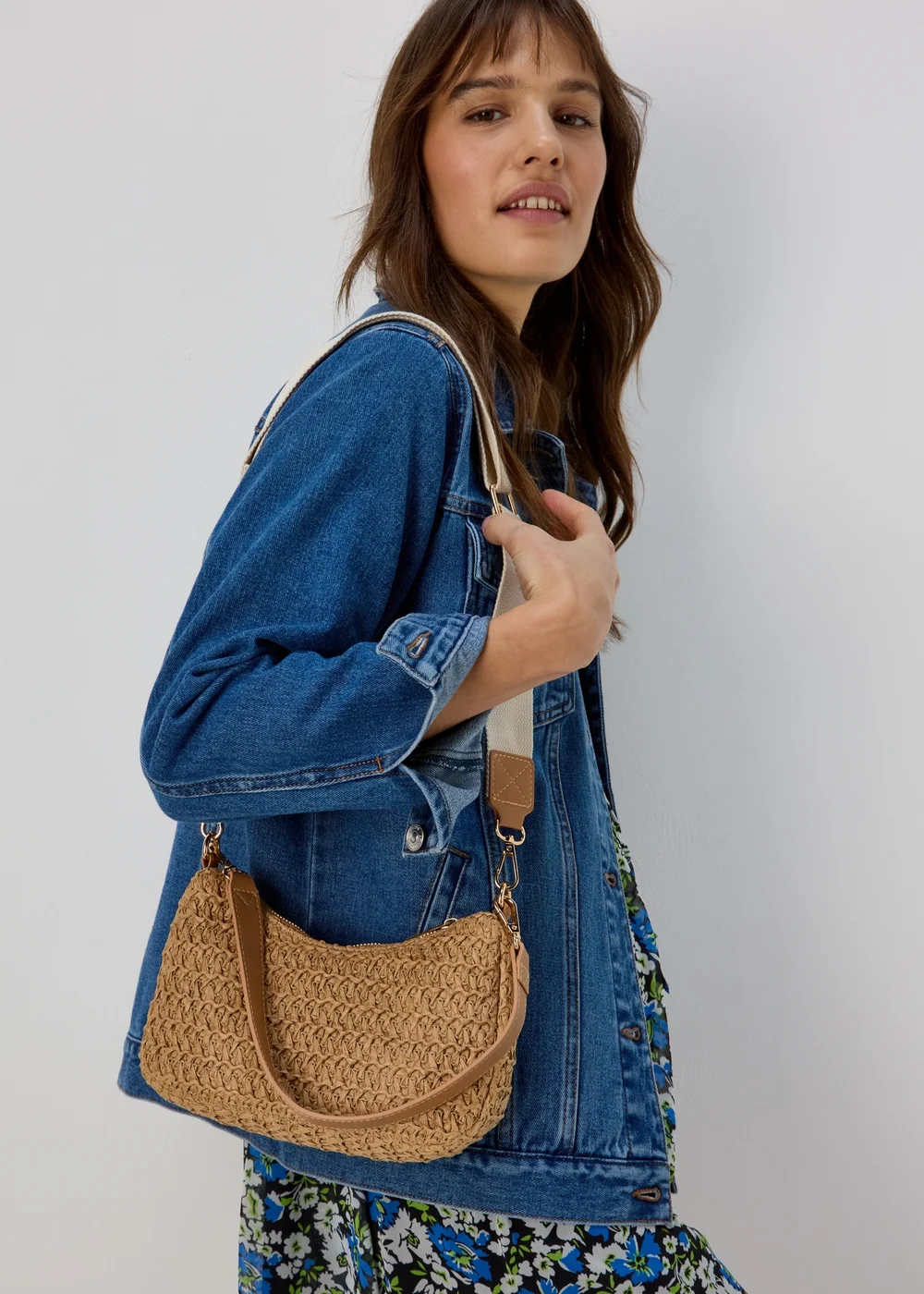 Natural Straw Camera Bag - One Size Image 1