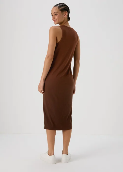 Brown Racer Ribbed Midi Dress - 8 Image 2