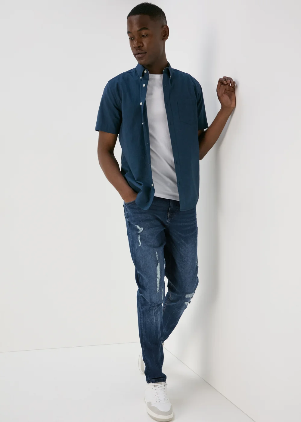 Dark Wash Rip & Repair Jeans - 30 Waist Regular Image 4