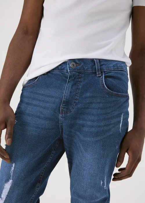 Dark Wash Rip & Repair Jeans - 30 Waist Regular Image 3